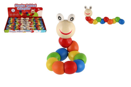 Červík/húsenica kĺbový drevo 18 cm farebný