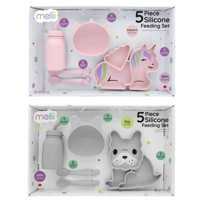 Detská silikónová jedálenská súprava 5 dielna Melii