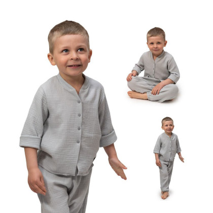 Detská mušelínová košeľa Luca Dove Grey Esito
