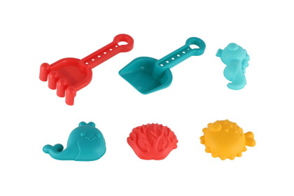 Súprava na piesok plast lopatka, hrabličky, formičky 4 ks