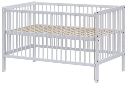 Detská postieľka Dominik - biela (borovica), sťahovacia bočnica 140 x 70 cm Scarlett