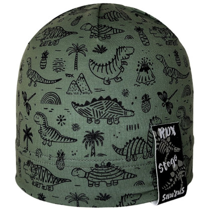 Chlapčenská čiapka s logom Dinošci tmavo zelená RDX