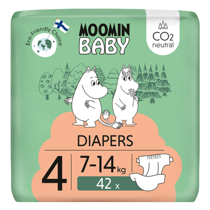Jednorazové eko plienky 4 Maxi 7–14 kg (42 ks), Moomin Baby