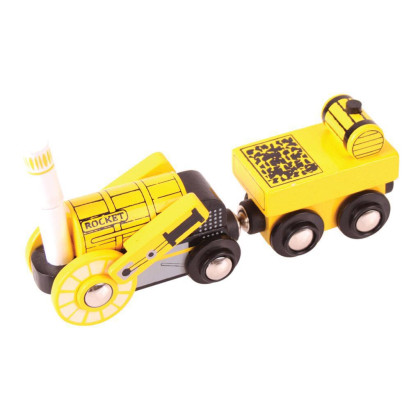 Replika historickej lokomotívy Rocket + 2 koľaje Bigjigs Rail