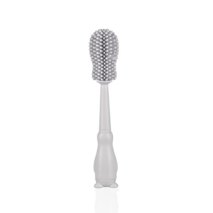 Silikónová kefa na detskú fľašu 3 v 1 Light Grey Zopa