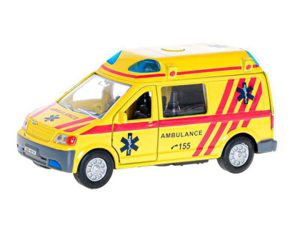 Kids Globe Traffic ambulancia SK 14 cm kov spätný chod na batérie svetlo a zvuk