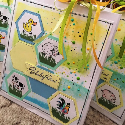 Detská drevená pečiatky Aladine Stampo Bambino, 8 ks - Farma