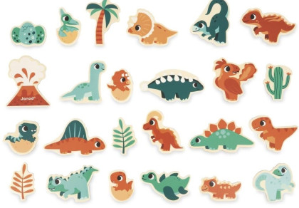 Drevené magnetky Dinosaury Dino 24 ks Janod