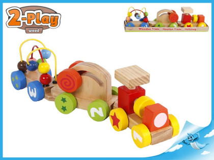 Vláčik s vagónikmi 34cm drevený 2-Play 12m+