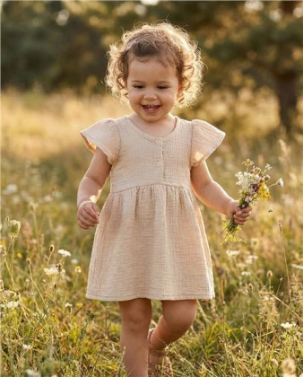 Dojčenské mušelínové šaty beige New Baby