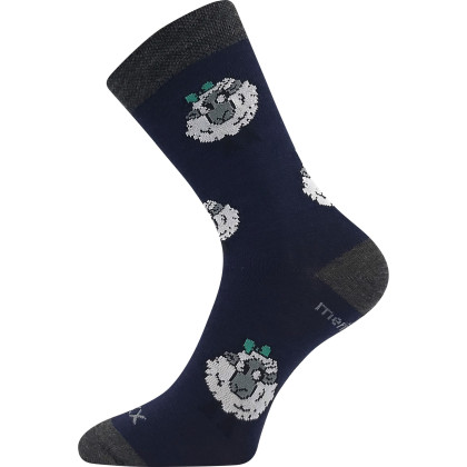 Ponožky detské slabé z merino Vlnienka s iónmi striebra Tmavomodré