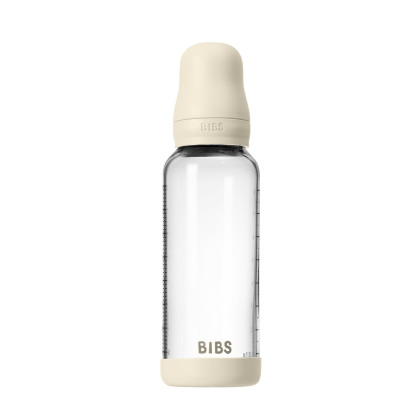 Antikoliková sklenená fľaša so silikónovým cumlíkom 240 ml BIBS