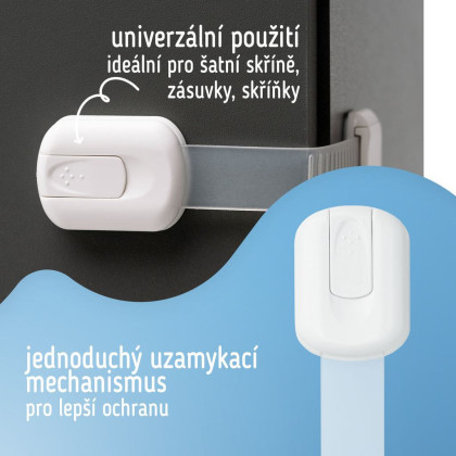 Bezpečnostné zámky viacúčelové pre skrinky a zásuvky nastaviteľné súprava 6 ks Sipo