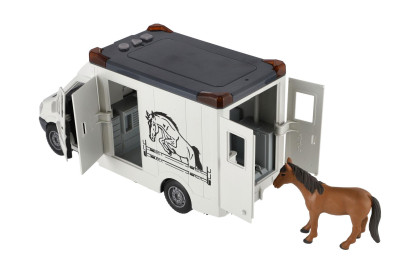 Auto prepravník zvierat 28 cm s koňom na zotrvačník so svetlom so zvukom