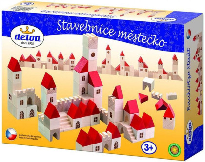 Stavebnica kocky 2,5 cm drevo mestečko 100 dielikov