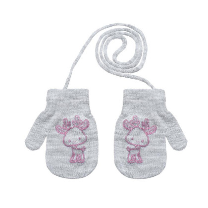 Pletené zimné rukavice so šnúrkou sobík 9 - 12 mesiacov
