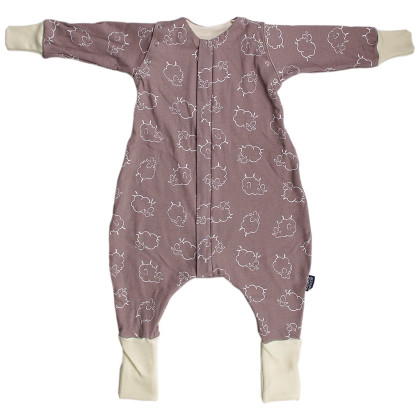 Merino spací vak s nohavicami a odopínacími rukávmi hnedej ovečky