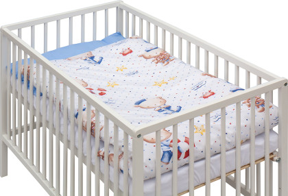 Detská postieľka s kompletnou výbavou biela 120 x 60 cm Doneto Scarlett