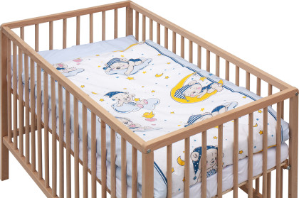 Detská postieľka s kompletnou výbavou 120 x 60 cm prírodná Lunito Scarlett