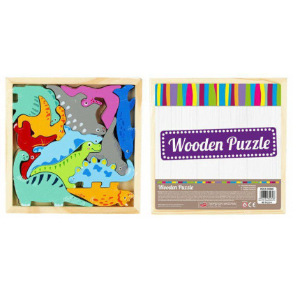 Drevené puzzle dinosaurus