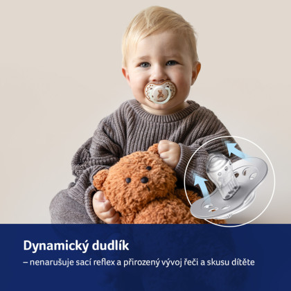 Cumlík svietiaci silikónový dynamický 2 ks Teddy Love 18 m+ Lovi