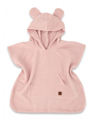 Detské mušelínové pončo lux s kapucňou Teddy rýchloschnúce púdrovo ružové
