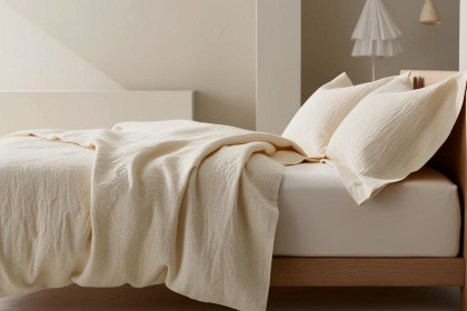 Mušelínové obliečky do detskej postieľky 100x135 cm + 45x60 cm Prem Cream