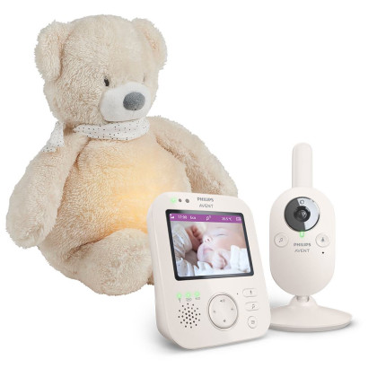 Chůvička dětská video SCD891/26+Nattou Uspáváček 4v1 Sleepy Bear Beige Philips Avent