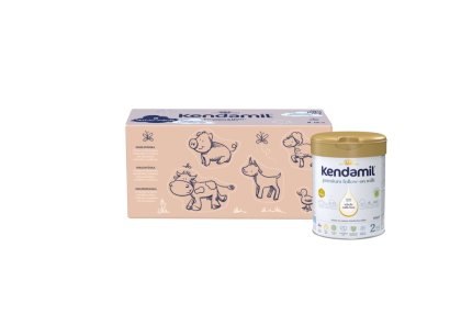 Kendamil Premium 2 HMO+, 2,4 kg (3× 800 g), kreatívne balenie s darčekom