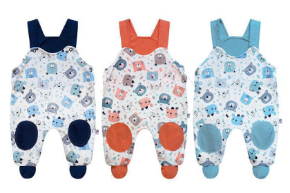 Bavlnené polodupačky - lacláčky Macko Tm. modrá Baby Service Veľ. 62