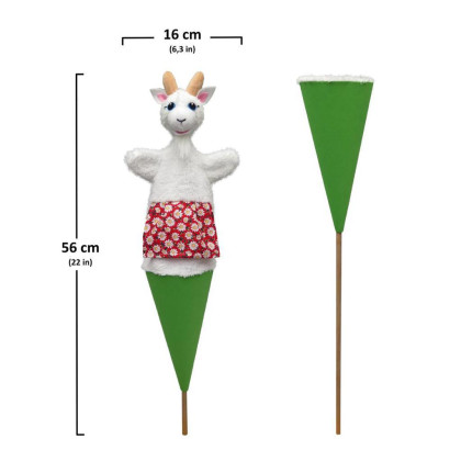 Kornútový maňuška Koza so zásterou 56 cm 3v1