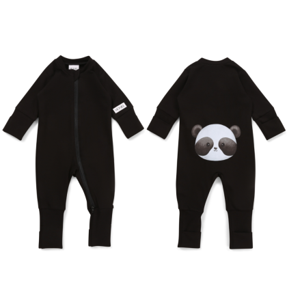 Detský rastúci overal Panda All Black čierna Moniel
