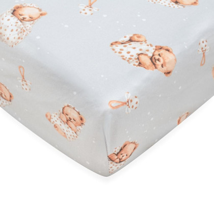 Bavlnená prestieradlo do postieľky Sweet teddy bear 120 x 60 cm grey New Baby