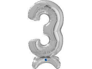 Fóliový balónik stojaci strieborná 64 cm číslica