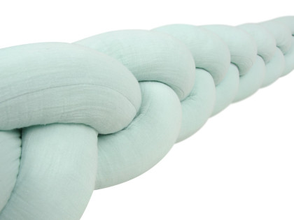 Mušelínový mantinel vrkoč 200 cm Babymatex – chránič do postieľky Mint