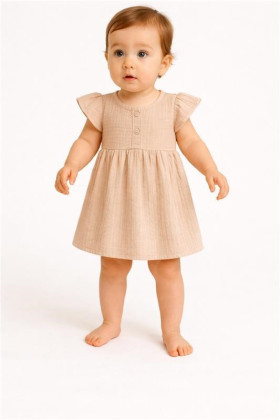 Dojčenské mušelínové šaty beige New Baby