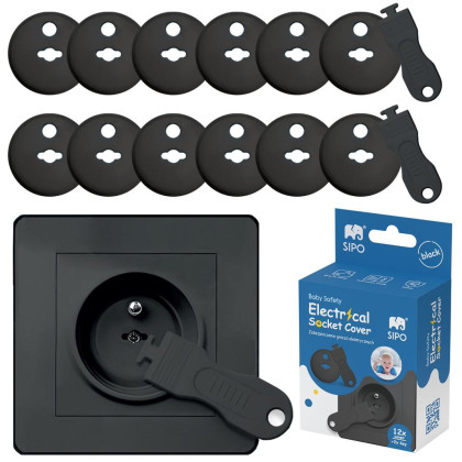 Ochranné kryty na elektrické zásuvky set 12 ks + 2x kľúče Sipo