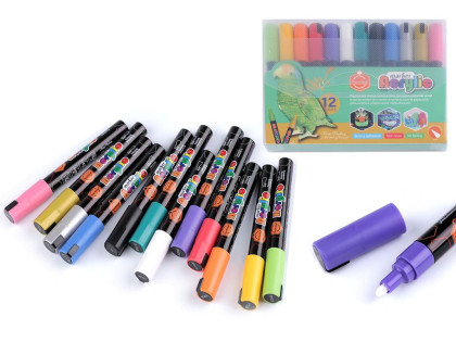 Kreatívna akrylová fixka/popisovač sada 12 ks, 4 mm