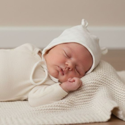 Dojčenská čiapka zaväzovacia s uškami Obdĺžnik biela Babyservice