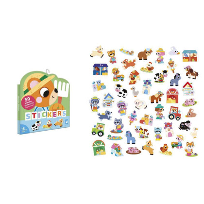 Veľké samolepky Farma 50 ks Stickers Janod