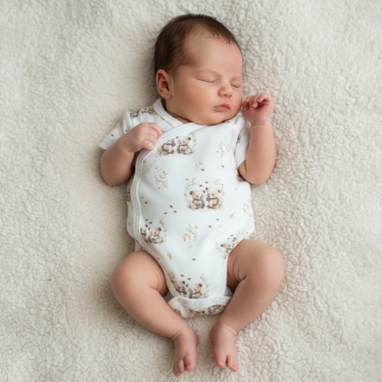 Dojčenské body zavinovací krátky rukáv Medvedíci Baby Service