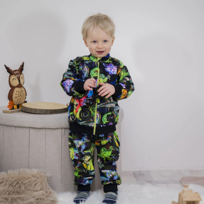 Mikina na zips Hraví dinosaury - čierna Esito