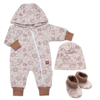 Rastúci overálok, čiapočka a topánočky, 3D, Garden - béžová Baby Nellys