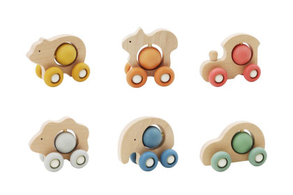 Auto zvieratko s guličkou drevené