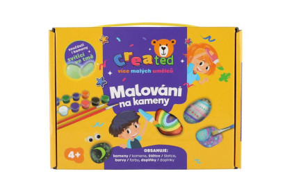 Maľovanie na kamene/kamienky svietiace v tme s farbami a štetcami Created