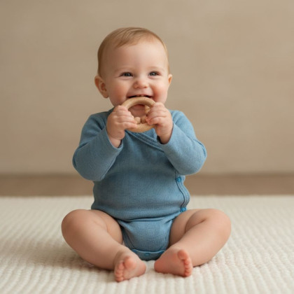 Zavinovacie body s vyhrnutým rukávom modré vzor obdĺžnik Babyservice