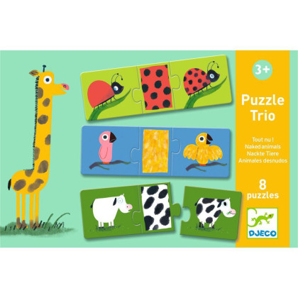 Djeco Trio puzzle "nahé" zvieratká