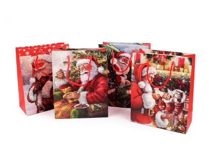 Vianočná darčeková taška s glitrami 18 x 23 x 8 cm Santa 1