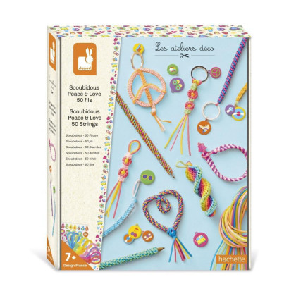 Kreatívna súprava Tvoríme s bužírkami Scoubidou Mier a láska Janod