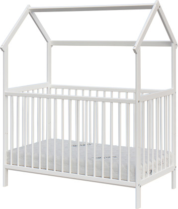 Detská postieľka domček Rika s vyberacími priečkami borovica biela 120 x 60 cm Scarlett